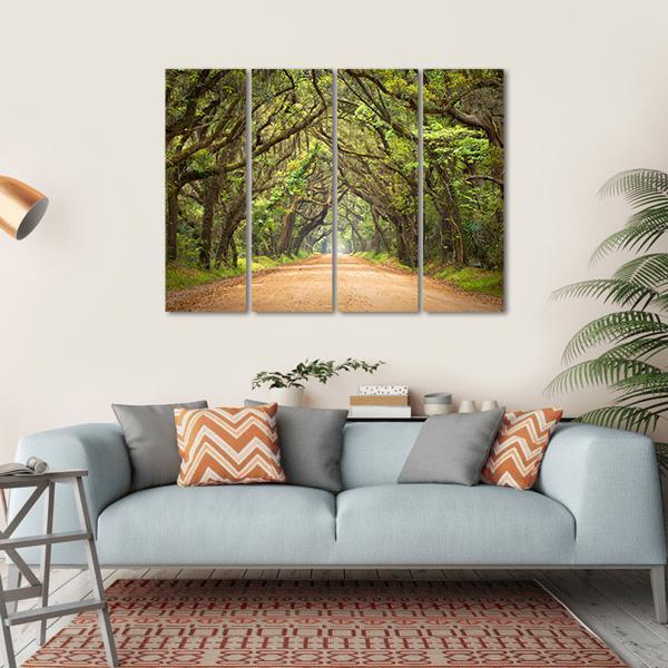 Scenic Forest With Spanish Moss Edisto Island Canvas Wall Art-4 Horizontal-Gallery Wrap-34" x 24"-Tiaracle