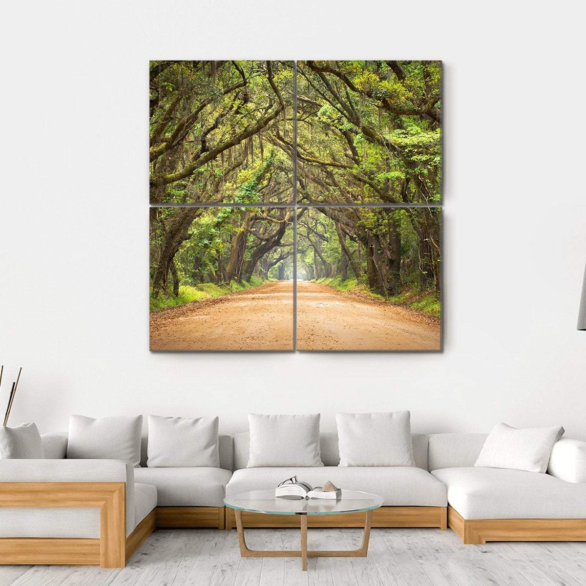 Scenic Forest With Spanish Moss Edisto Island Canvas Wall Art-4 Square-Gallery Wrap-17" x 17"-Tiaracle