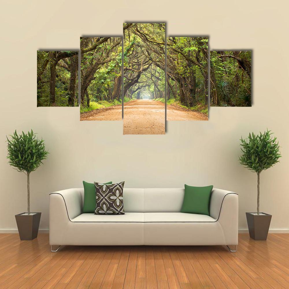 Scenic Forest With Spanish Moss Edisto Island Canvas Wall Art-5 Star-Gallery Wrap-42" x 21"-Tiaracle