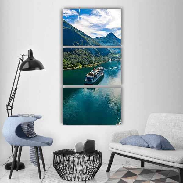 Scenic Geiranger Fjord In Norway Vertical Canvas Wall Art-1 Vertical-Gallery Wrap-12" x 24"-Tiaracle
