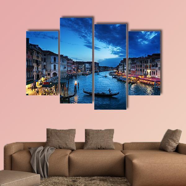 Grand Canal In Sunset Time Canvas Wall Art-4 Pop-Gallery Wrap-50" x 32"-Tiaracle