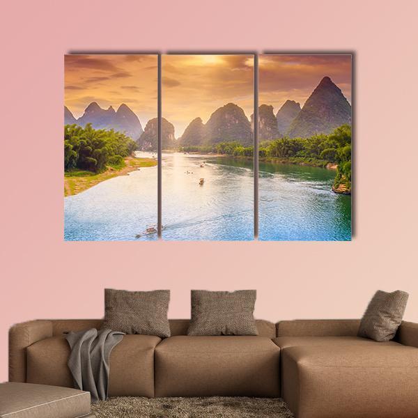Scenic Guilin Scenery Canvas Wall Art-3 Horizontal-Gallery Wrap-37" x 24"-Tiaracle