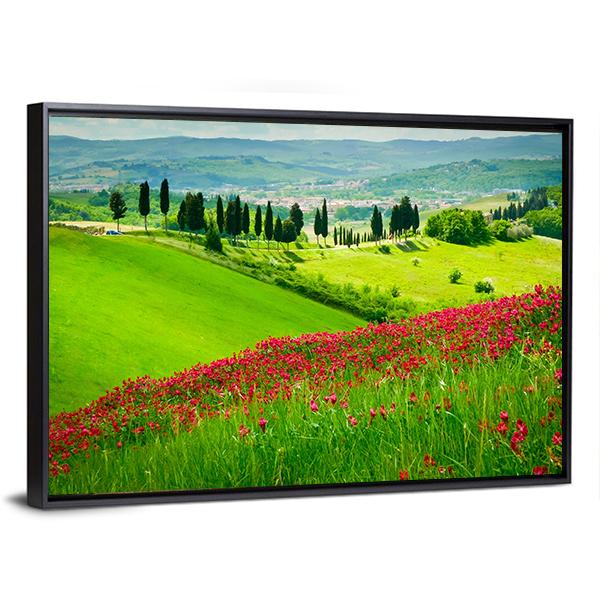 Scenic Hill In Tuscany Canvas Wall Art-3 Horizontal-Gallery Wrap-25" x 16"-Tiaracle