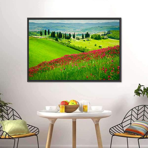 Scenic Hill In Tuscany Canvas Wall Art-3 Horizontal-Gallery Wrap-25" x 16"-Tiaracle