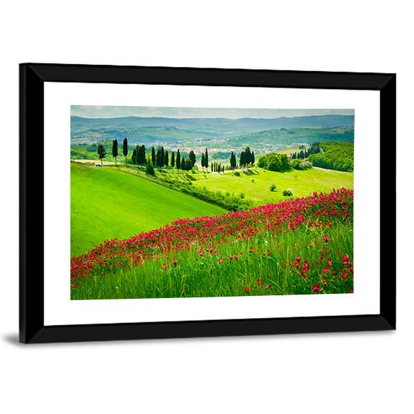 Scenic Hill In Tuscany Canvas Wall Art-3 Horizontal-Gallery Wrap-25" x 16"-Tiaracle