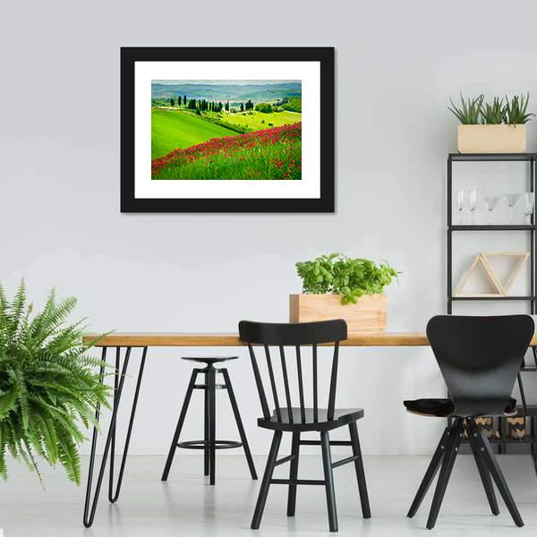 Scenic Hill In Tuscany Canvas Wall Art-3 Horizontal-Gallery Wrap-25" x 16"-Tiaracle
