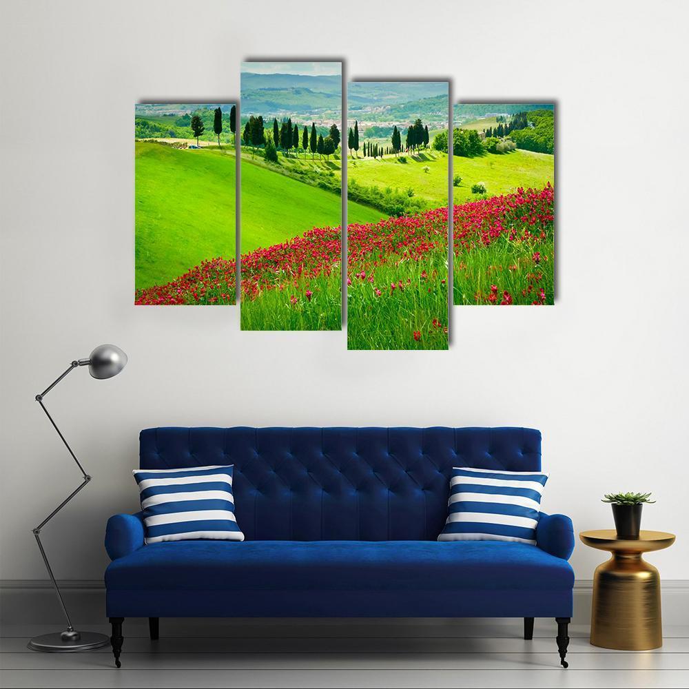 Scenic Hill In Tuscany Canvas Wall Art-4 Pop-Gallery Wrap-50" x 32"-Tiaracle