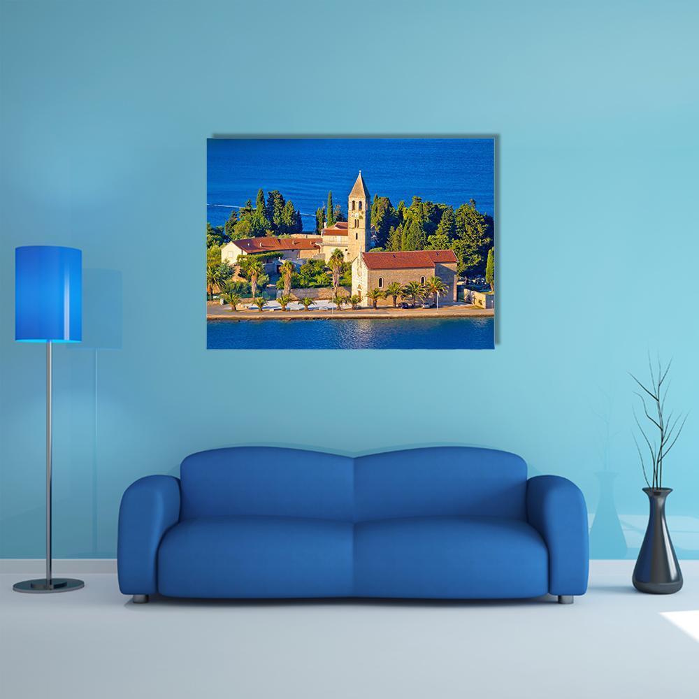 Scenic Island Of Vis Church Canvas Wall Art-1 Piece-Gallery Wrap-48" x 32"-Tiaracle