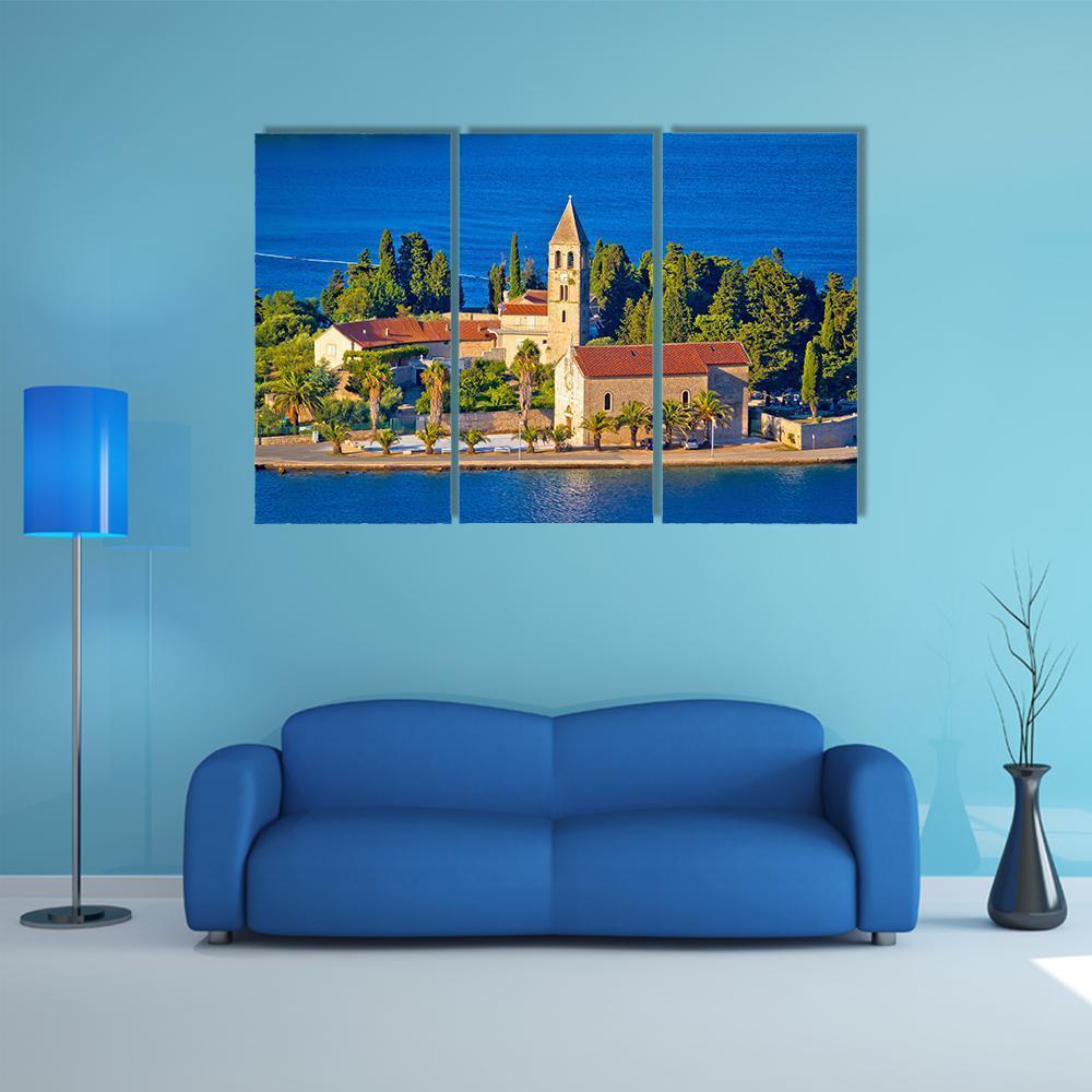 Scenic Island Of Vis Church Canvas Wall Art-3 Horizontal-Gallery Wrap-37" x 24"-Tiaracle