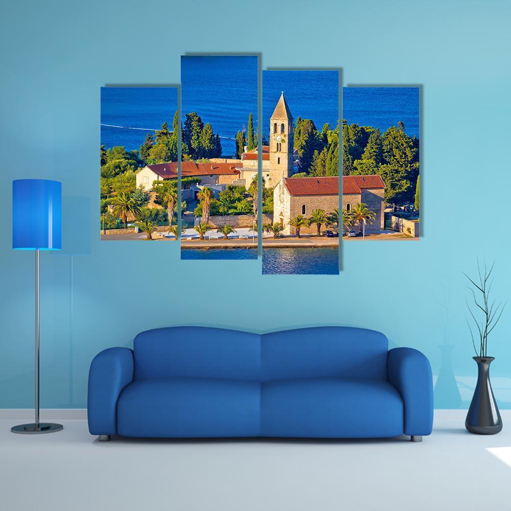 Scenic Island Of Vis Church Canvas Wall Art-4 Pop-Gallery Wrap-50" x 32"-Tiaracle