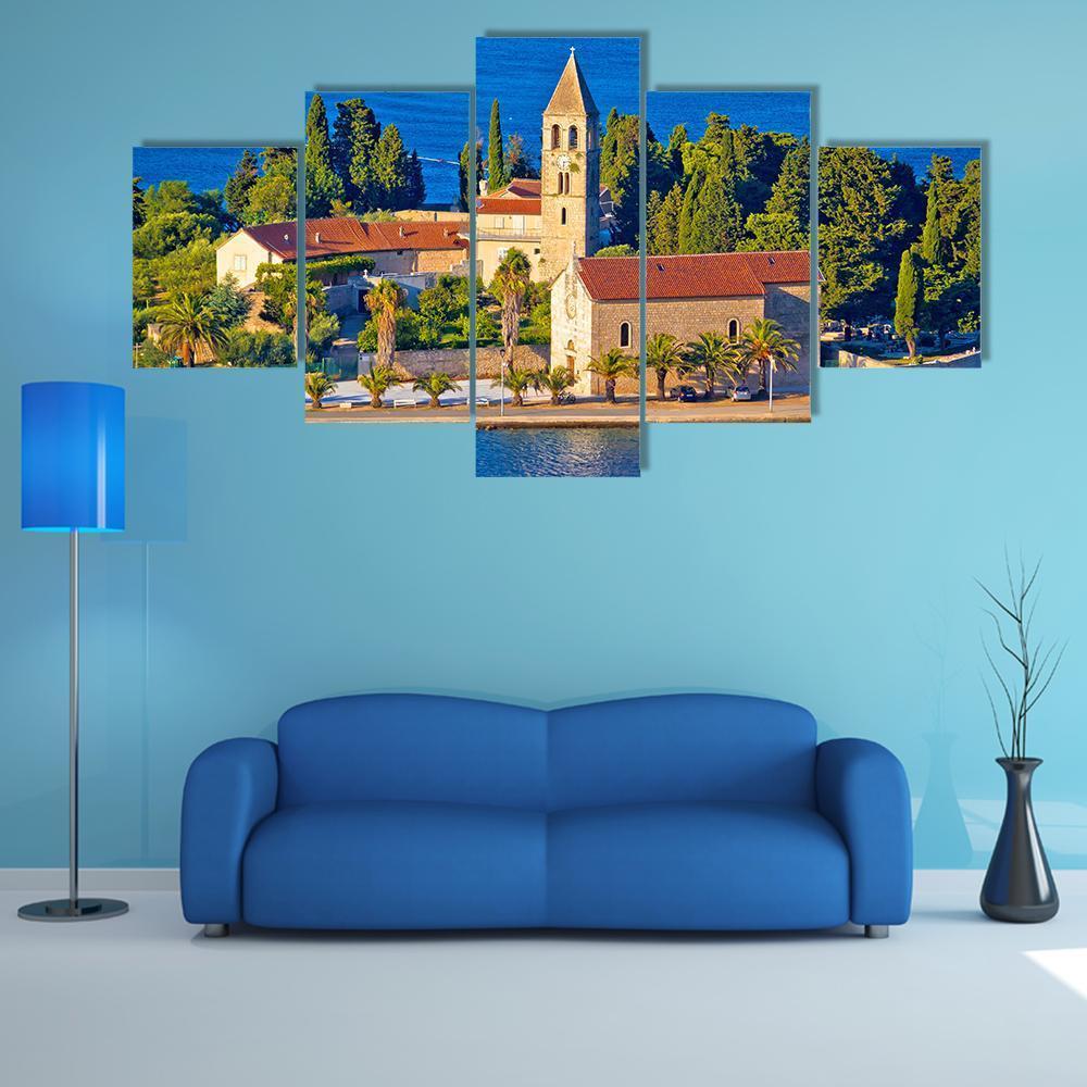 Scenic Island Of Vis Church Canvas Wall Art-5 Star-Gallery Wrap-62" x 32"-Tiaracle