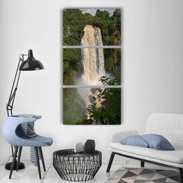 Scenic Kenya Waterfall Vertical Canvas Wall Art-3 Vertical-Gallery Wrap-12" x 25"-Tiaracle