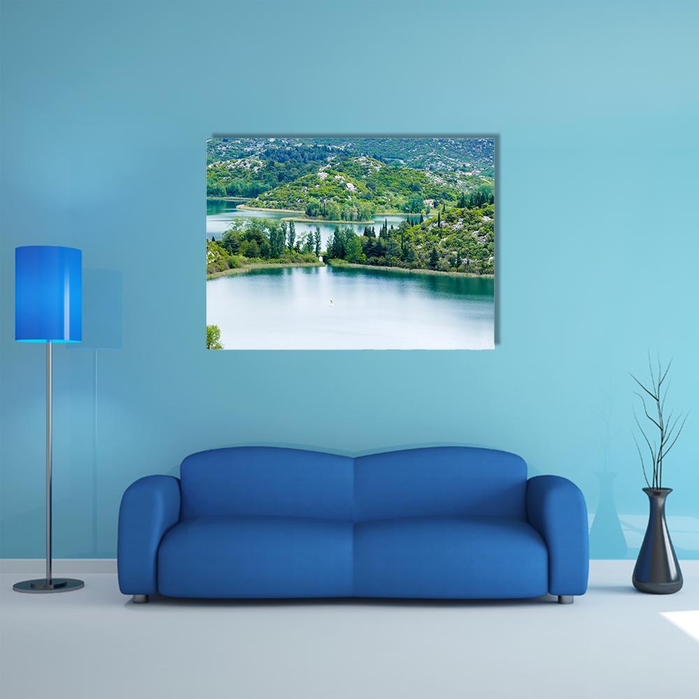 Scenic Lake In Croatia Canvas Wall Art-4 Horizontal-Gallery Wrap-34" x 24"-Tiaracle