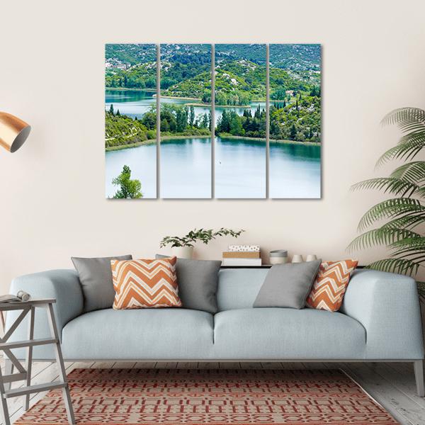 Scenic Lake In Croatia Canvas Wall Art-4 Horizontal-Gallery Wrap-34" x 24"-Tiaracle