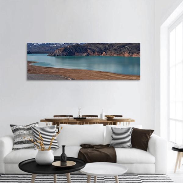 Lake In Uzbekistan Panoramic Canvas Wall Art-3 Piece-25" x 08"-Tiaracle