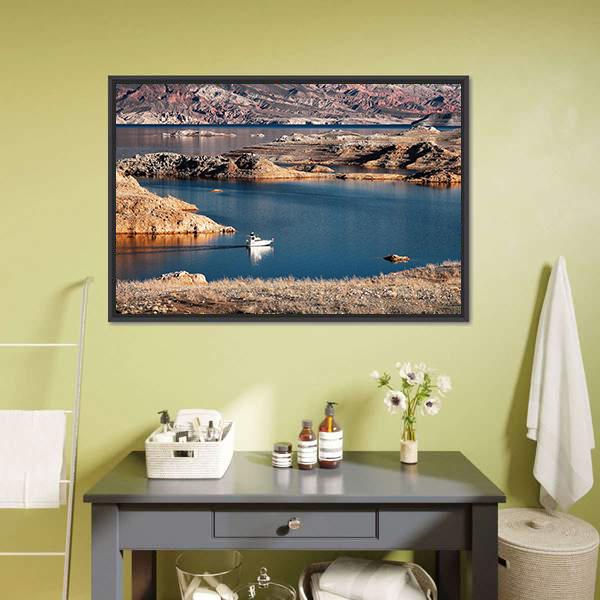 Scenic Lake Mead Colorado Canvas Wall Art-1 Piece-Floating Frame-24" x 16"-Tiaracle