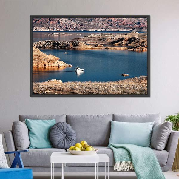 Scenic Lake Mead Colorado Canvas Wall Art-3 Horizontal-Gallery Wrap-25" x 16"-Tiaracle