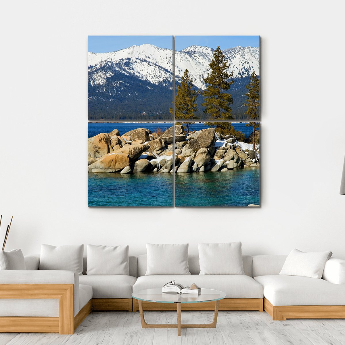 Scenic Lake Tahoe In Winter Canvas Wall Art-4 Square-Gallery Wrap-17" x 17"-Tiaracle