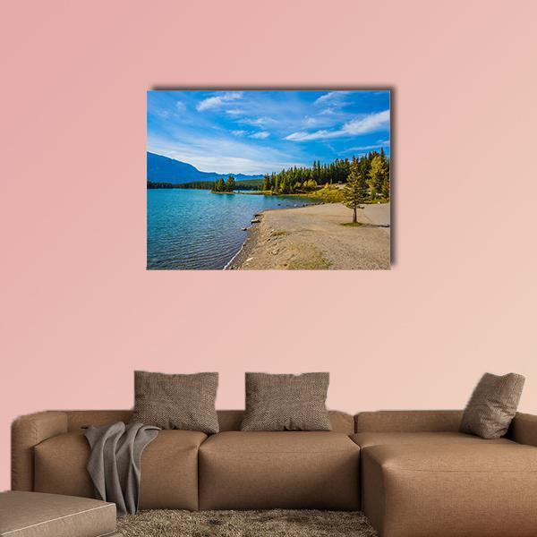 Scenic Lake Two Jack Canvas Wall Art-1 Piece-Gallery Wrap-48" x 32"-Tiaracle