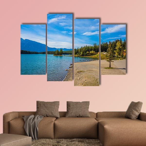 Scenic Lake Two Jack Canvas Wall Art-4 Pop-Gallery Wrap-50" x 32"-Tiaracle