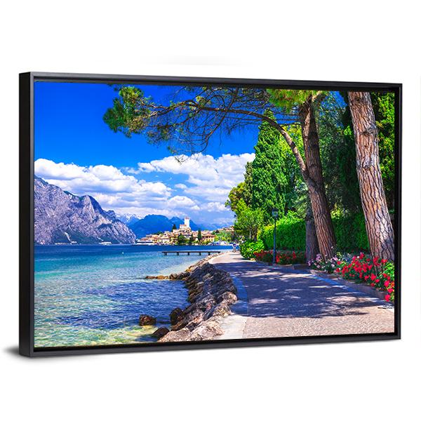 Scenic Landscape Of Lago Di Garda Canvas Wall Art-3 Horizontal-Gallery Wrap-25" x 16"-Tiaracle
