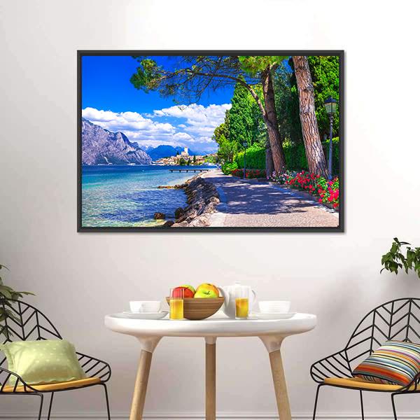 Scenic Landscape Of Lago Di Garda Canvas Wall Art-3 Horizontal-Gallery Wrap-25" x 16"-Tiaracle