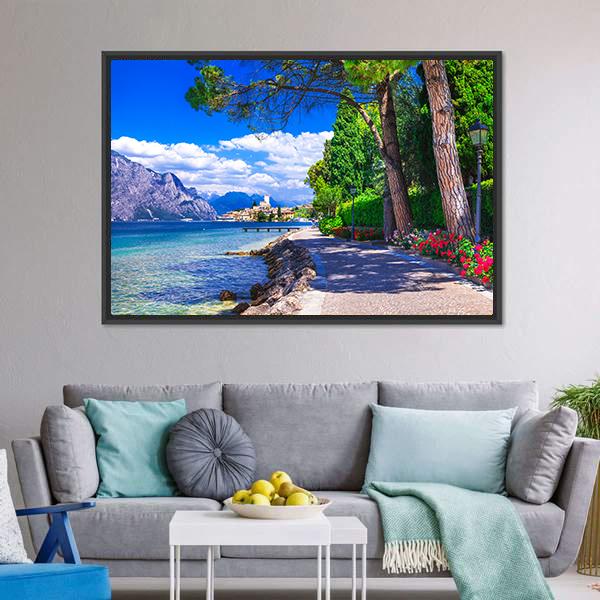 Scenic Landscape Of Lago Di Garda Canvas Wall Art-3 Horizontal-Gallery Wrap-25" x 16"-Tiaracle