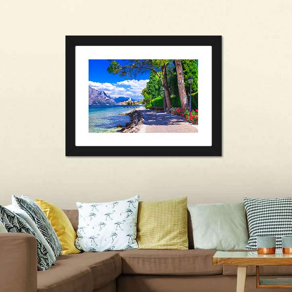 Scenic Landscape Of Lago Di Garda Canvas Wall Art-3 Horizontal-Gallery Wrap-25" x 16"-Tiaracle