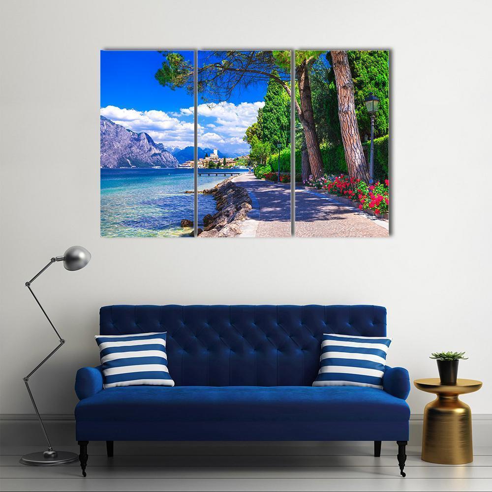 Scenic Landscape Of Lago Di Garda Canvas Wall Art-3 Horizontal-Gallery Wrap-37" x 24"-Tiaracle