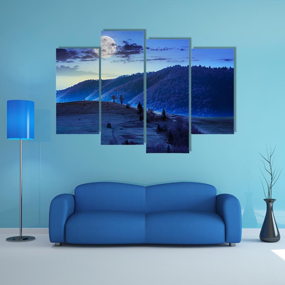 Mountain Summer Landscape Canvas Wall Art-4 Pop-Gallery Wrap-50" x 32"-Tiaracle
