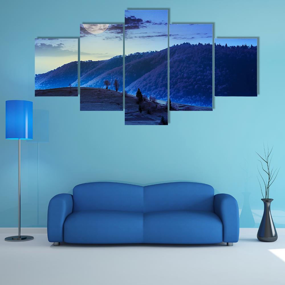 Mountain Summer Landscape Canvas Wall Art-5 Star-Gallery Wrap-62" x 32"-Tiaracle