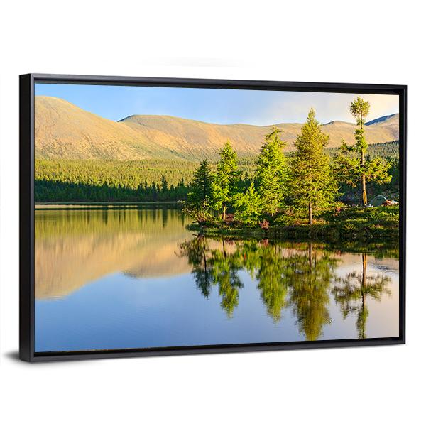 Scenic Mountain Lake In Summer Canvas Wall Art-3 Horizontal-Gallery Wrap-25" x 16"-Tiaracle