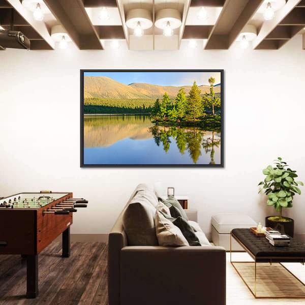 Scenic Mountain Lake In Summer Canvas Wall Art-3 Horizontal-Gallery Wrap-25" x 16"-Tiaracle