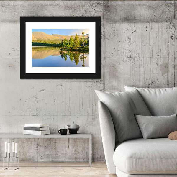 Scenic Mountain Lake In Summer Canvas Wall Art-3 Horizontal-Gallery Wrap-25" x 16"-Tiaracle