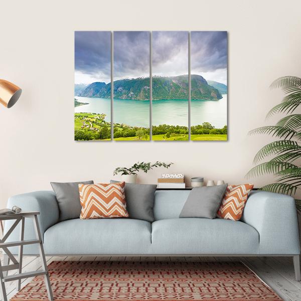 Scenic Nature Landscape Norway Canvas Wall Art-4 Horizontal-Gallery Wrap-34" x 24"-Tiaracle