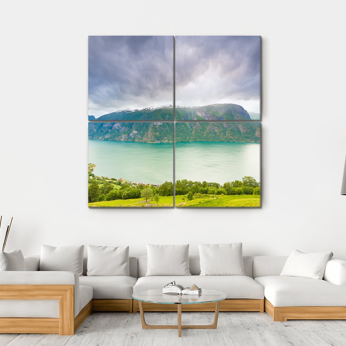 Scenic Nature Landscape Norway Canvas Wall Art-4 Square-Gallery Wrap-17" x 17"-Tiaracle