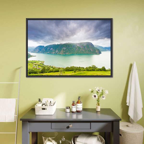 Scenic Nature Landscape Norway Canvas Wall Art-1 Piece-Floating Frame-24" x 16"-Tiaracle