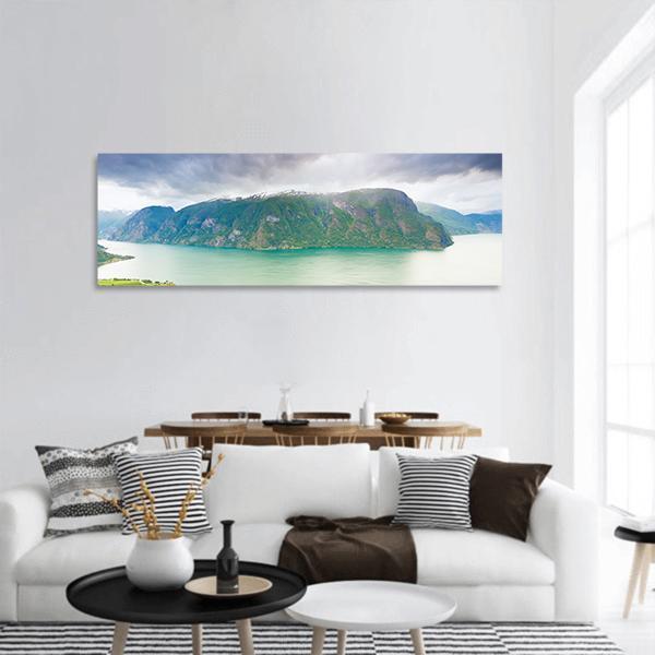 Scenic Nature Landscape Norway Panoramic Canvas Wall Art-3 Piece-25" x 08"-Tiaracle
