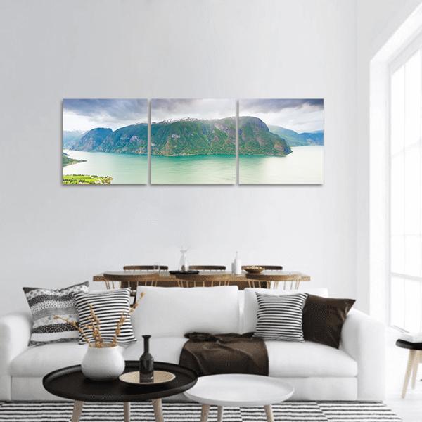 Scenic Nature Landscape Norway Panoramic Canvas Wall Art-3 Piece-25" x 08"-Tiaracle