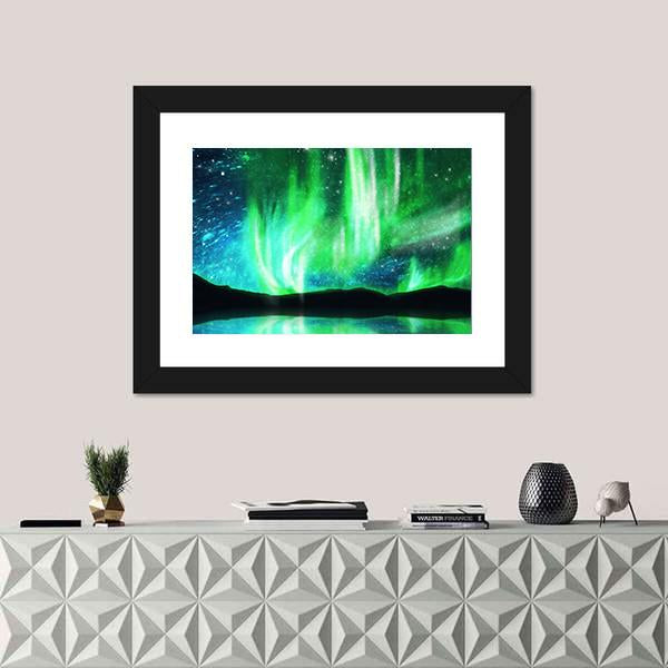 Scenic Northern Lights Canvas Wall Art-1 Piece-Framed Print-20" x 16"-Tiaracle