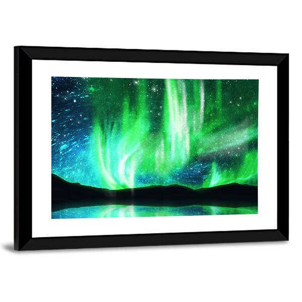 Scenic Northern Lights Canvas Wall Art-3 Horizontal-Gallery Wrap-25" x 16"-Tiaracle