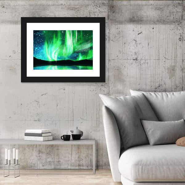 Scenic Northern Lights Canvas Wall Art-3 Horizontal-Gallery Wrap-25" x 16"-Tiaracle