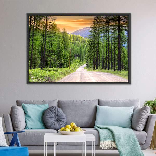 Scenic Rural Drive In Montana Canvas Wall Art-3 Horizontal-Gallery Wrap-25" x 16"-Tiaracle