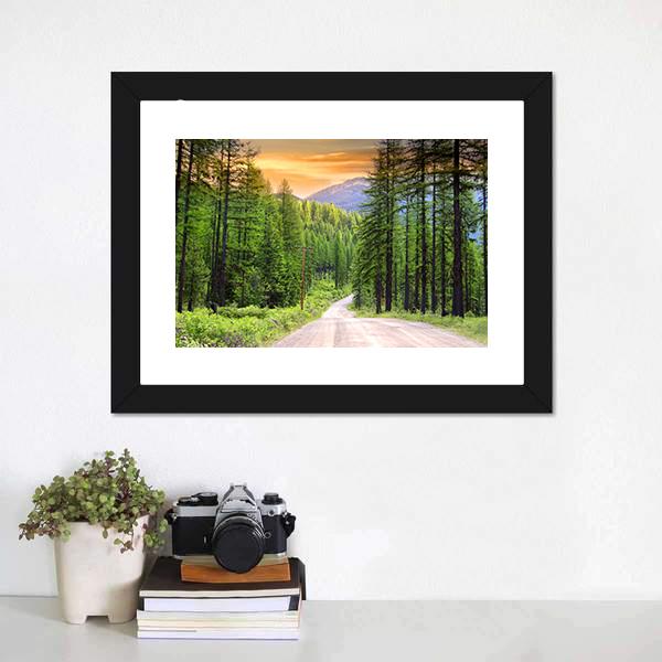 Scenic Rural Drive In Montana Canvas Wall Art-1 Piece-Framed Print-20" x 16"-Tiaracle