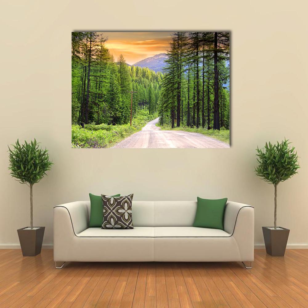 Scenic Rural Drive In Montana Canvas Wall Art-4 Horizontal-Gallery Wrap-34" x 24"-Tiaracle