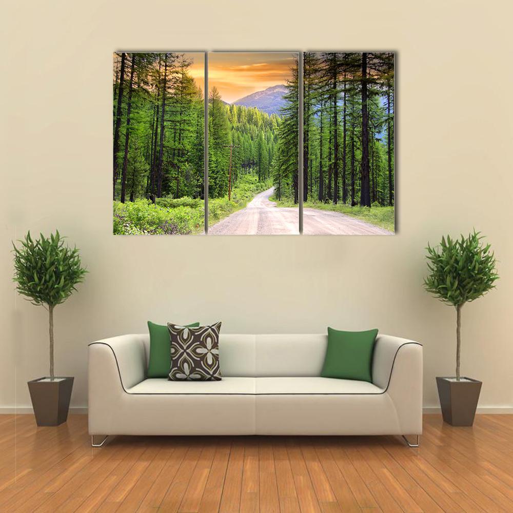 Scenic Rural Drive In Montana Canvas Wall Art-3 Horizontal-Gallery Wrap-37" x 24"-Tiaracle