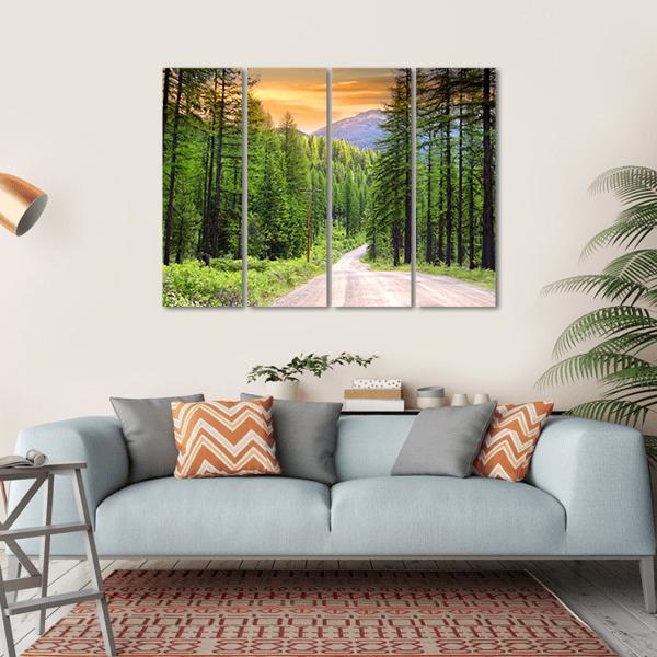 Scenic Rural Drive In Montana Canvas Wall Art-4 Horizontal-Gallery Wrap-34" x 24"-Tiaracle