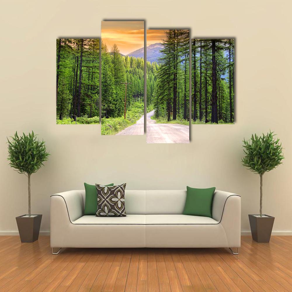 Scenic Rural Drive In Montana Canvas Wall Art-4 Pop-Gallery Wrap-50" x 32"-Tiaracle