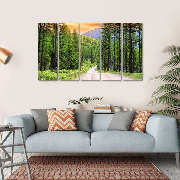 Scenic Rural Drive In Montana Canvas Wall Art-5 Horizontal-Gallery Wrap-22" x 12"-Tiaracle