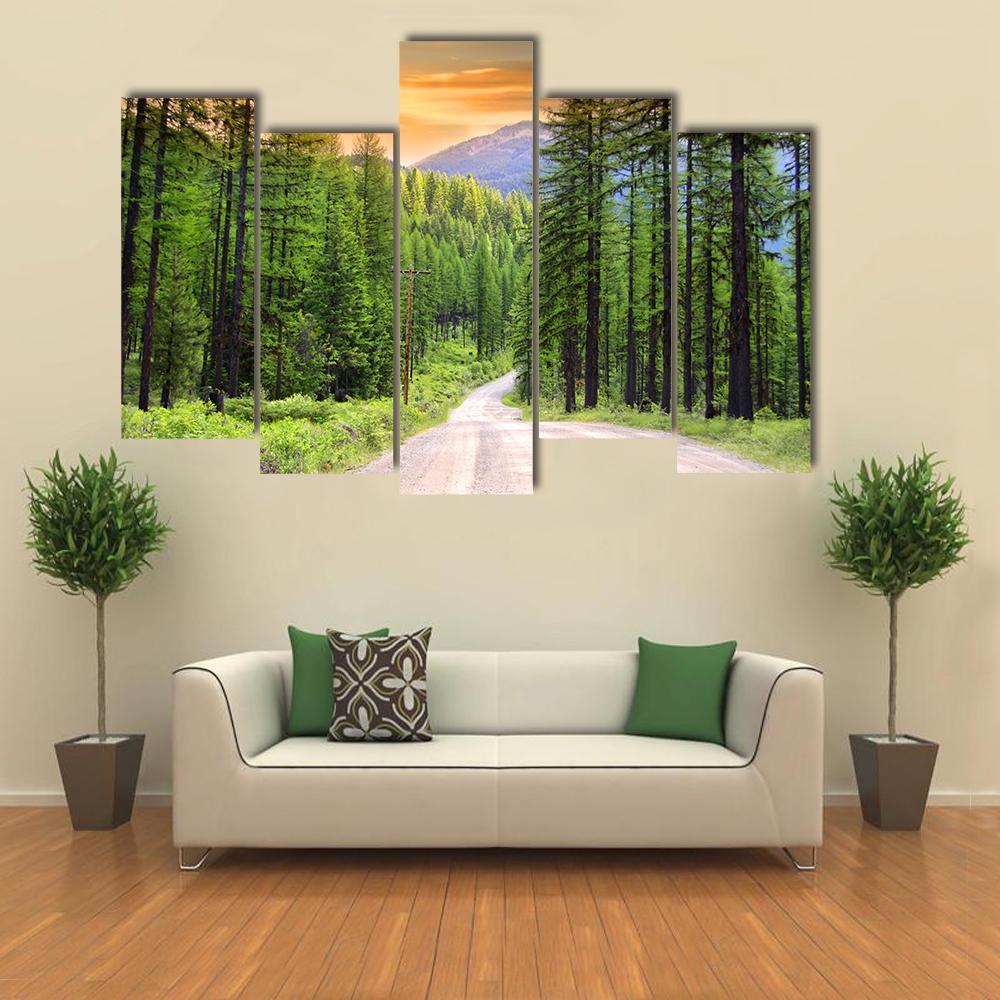 Scenic Rural Drive In Montana Canvas Wall Art-5 Pop-Gallery Wrap-47" x 32"-Tiaracle